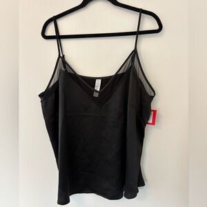 NWT Spanx Black Mesh V Neck Cami size XL